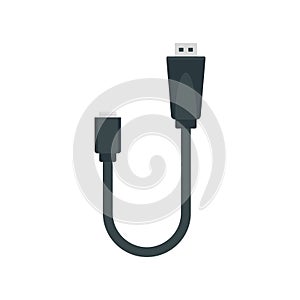 Camera usb cable icon, flat style