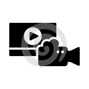 Camera glyph flat vector icon