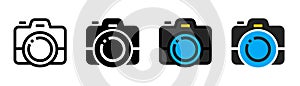 Camera vector icon in modern style isolated on white background.