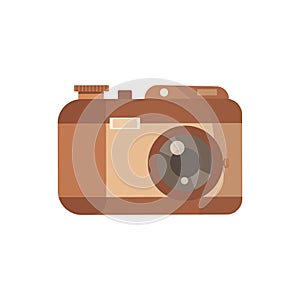 Camera vector illustration in flat style. Vintage photo camera isolated on white.