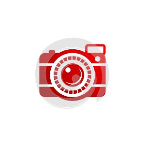 Camera vector illustration. good for camera icon, photography, or videography industry. simple gradient with red color style