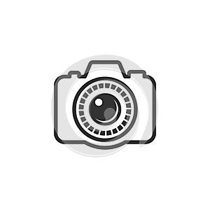 Camera vector illustration. good for camera icon, photography, or videography industry. simple line art flat with grey color style