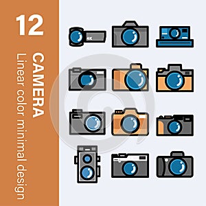 Camera or video recorder icon in minimal style photo