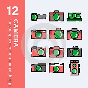 Camera or video recorder icon in minimal style photo