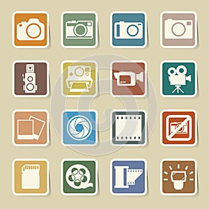 Camera and Video sticker icons set