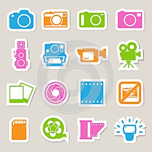 Camera and Video sticker icons set