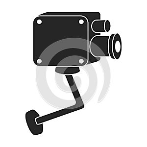 Camera video vector black icon. Vector illustration cctv on white background. Isolated black illustration icon of camer