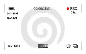 Camera viewfinder frame, video or photo focus screen. Recording or snapshot template, digital display dslr cam, capture