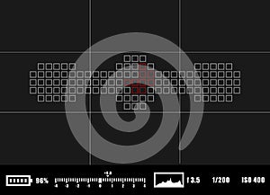 Camera viewfinder rec background. Camera focusing