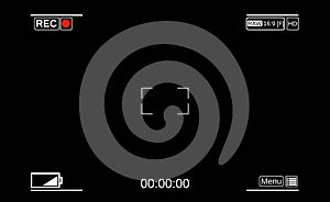 Camera viewfinder. Template focusing screen of the camera.