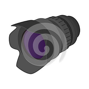 Camera zoom lens icon, cartoon style