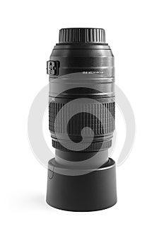 Camera zoom lens isolated on white