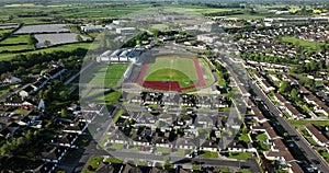 The camera zooms in on the city stadium in the small Irish town of Kilkenny