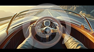 The camera zooms in on a drivers hands as they grip the steering wheel tightly revving the engine in preparation for