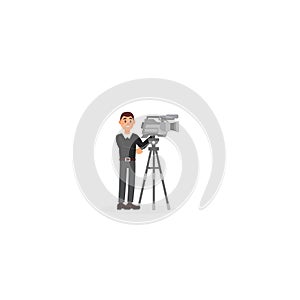 Cameraman, entertainment industry, movie making vector Illustration on a white background