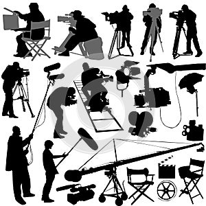 Cameraman and film set