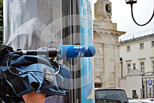 The cameraman filming outdoor event. AFP reporter