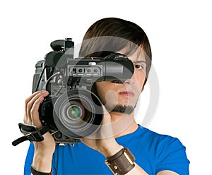 Cameraman, isolated on white background