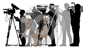 Cameraman silhouette journalists, vector