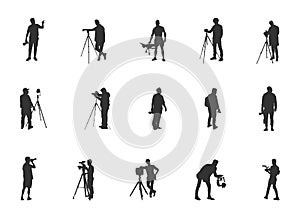Cameraman silhouette, Photographer silhouettes, Cameraman clipart, Videographer silhouettes