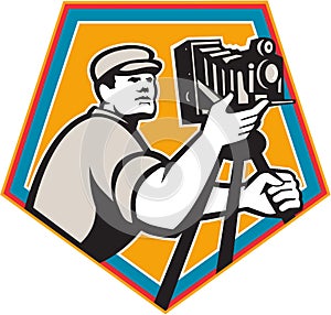 Cameraman Vintage Movie Film Camera Crest Retro