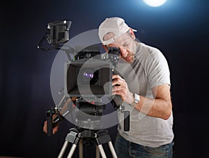 Cameraman working with a cinema camera