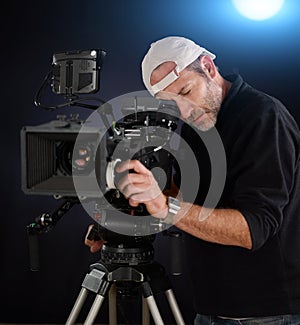 Cameraman working with a cinema camera