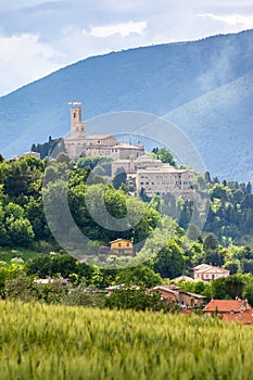 Camerino in Italy Marche over colourful fields photo