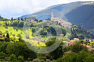 Camerino in Italy Marche over colourful fields photo