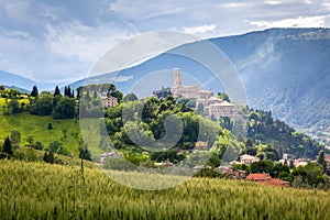 Camerino in Italy Marche over colourful fields photo