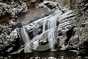 Cameron Falls during the winter in Waterton Park