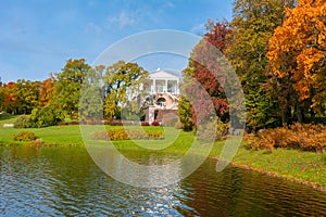 Cameron gallery of Catherine palace and Catherine park in autumn, Tsarskoe Selo Pushkin, St. Petersburg, Russia