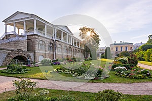 Cameron Gallery and Freilinsky garden in Catherine park at sunset, Tsarskoe Selo Pushkin, Saint Petersburg, Russia