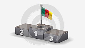 Cameroon 3D waving flag illustration on winner podium.