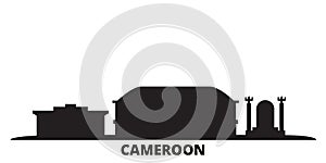 Cameroon city skyline isolated vector illustration. Cameroon travel black cityscape