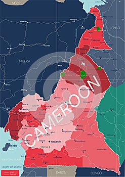 Cameroon country detailed editable map