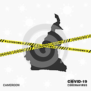 Cameroon country map Lockdown template for Coronavirus pandemic for stop virus transmission