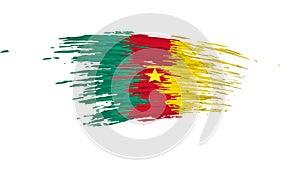 Cameroon flag animation. Brush painted cameroonian flag on a white background. Brush strokes, grunge. Cameroon state patriotic