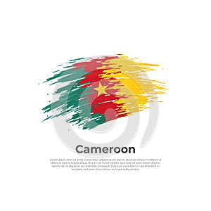 Cameroon flag. Brush strokes. Brush painted cameroonian flag on a white background. Vector design, template national poster