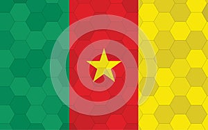 Cameroon flag illustration. Futuristic Cameroonian flag graphic with abstract hexagon background vector. Cameroon national flag