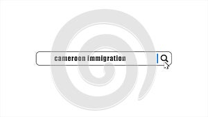 Cameroon immigration in search animation. Internet browser searching