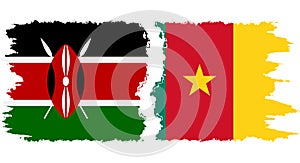 Cameroon and Kenya grunge flags connection vector