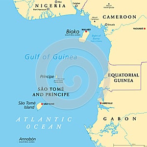 Cameroon line, volcanic island chain off the coast of Africa, political map