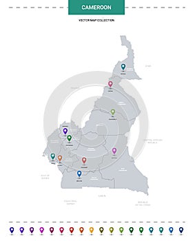 Cameroon map with location pointer marks.