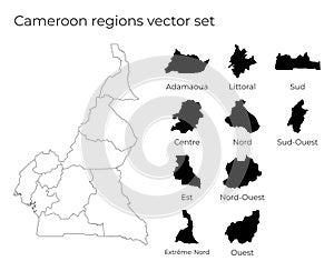 Cameroon map with shapes of regions.