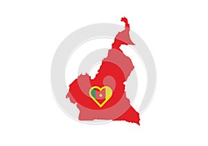 Cameroon outline map country shape heart symbol love state borders