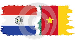 Cameroon and Paraguay grunge flags connection vector