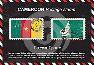 Cameroon Postage stamp, vintage stamp, air mail envelope.