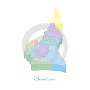 Cameroon region map: colorful isometric top view.