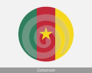 Cameroon Round Circle Flag. Cameroonian Circular Button Banner Icon. EPS Vector